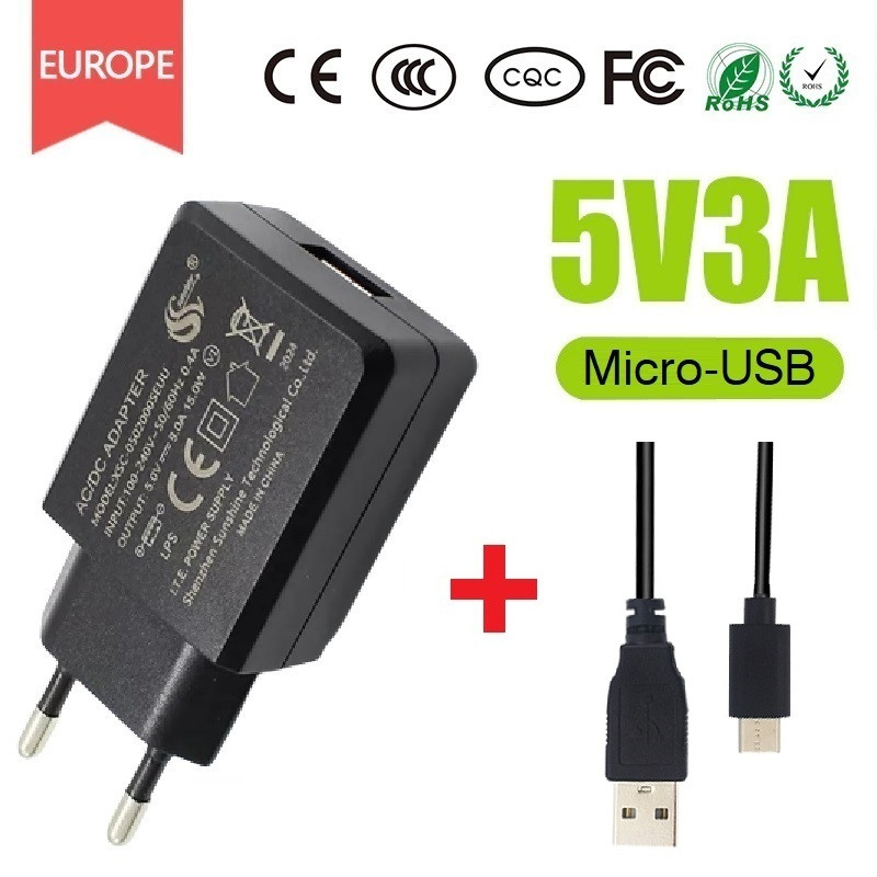 CAFF Power Adaptor 5V/3A 15W (Micro-USB Cable) compatible for Raspberry Pi 3